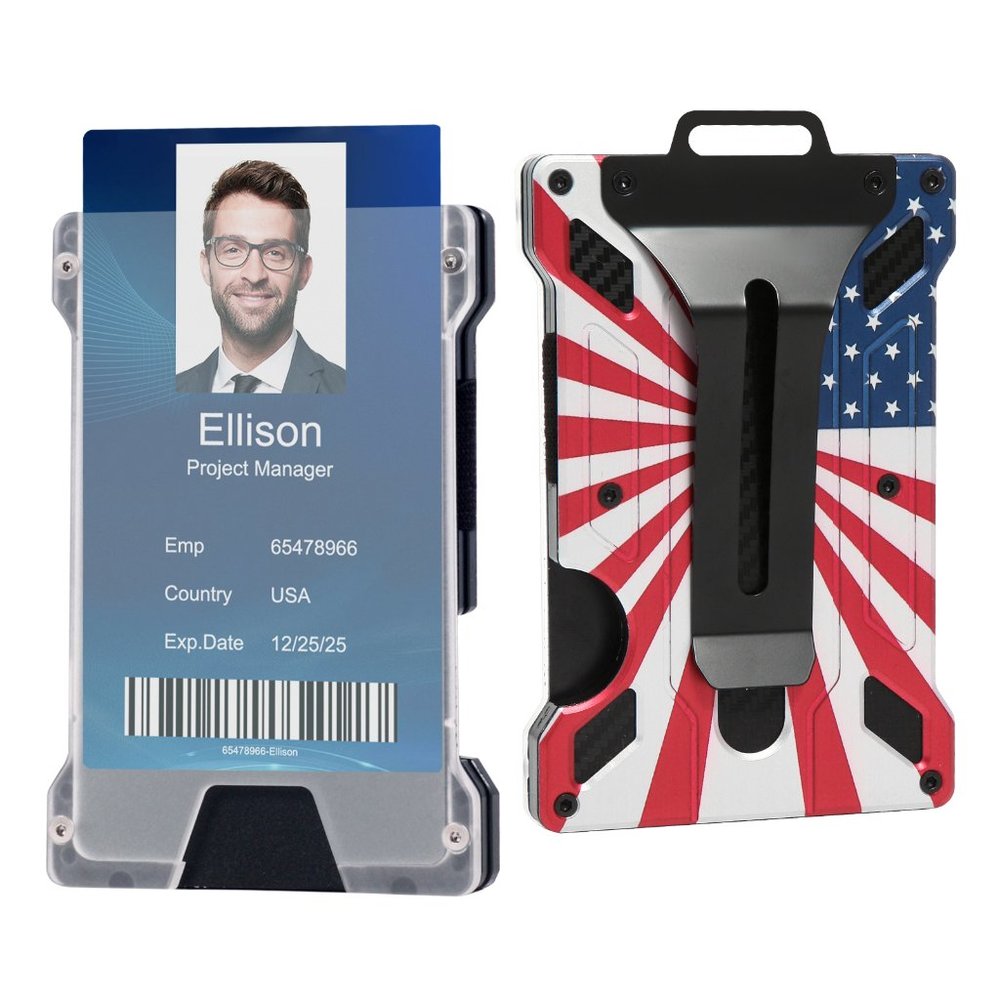 ✨✨XFBouti Men's Minimalist Money Clip with Clear ID Badge Window